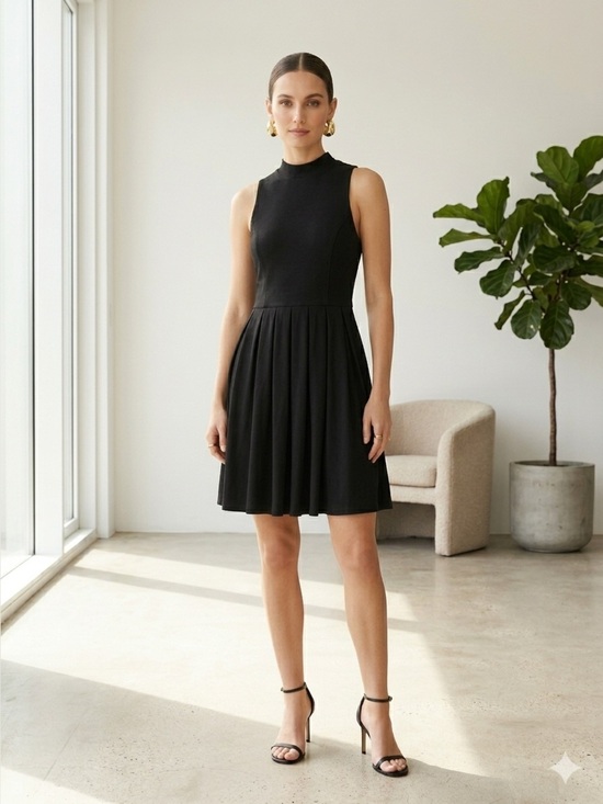 Aritzia Dresses & Skirts - Aritzia Talula classic black knit pleated midi dress - size 2 (XS)